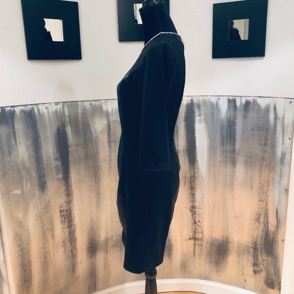 LBD Faux Leather Black Dress Sz 4 (B14) - Picture 3 of 6